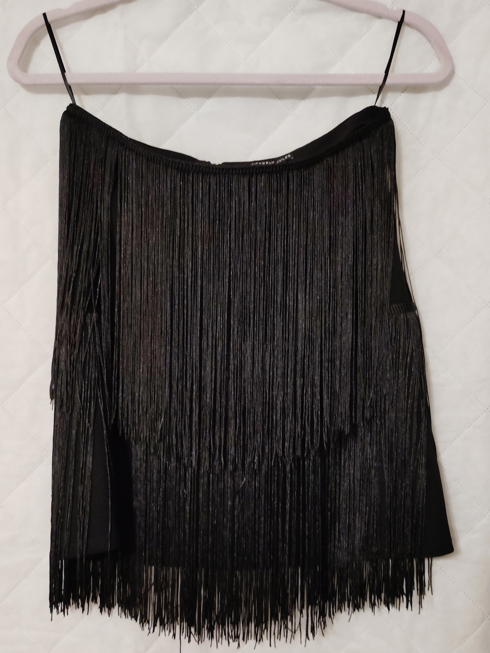 Sincerely Jules Black Fringe Mini Skirt Size Medium